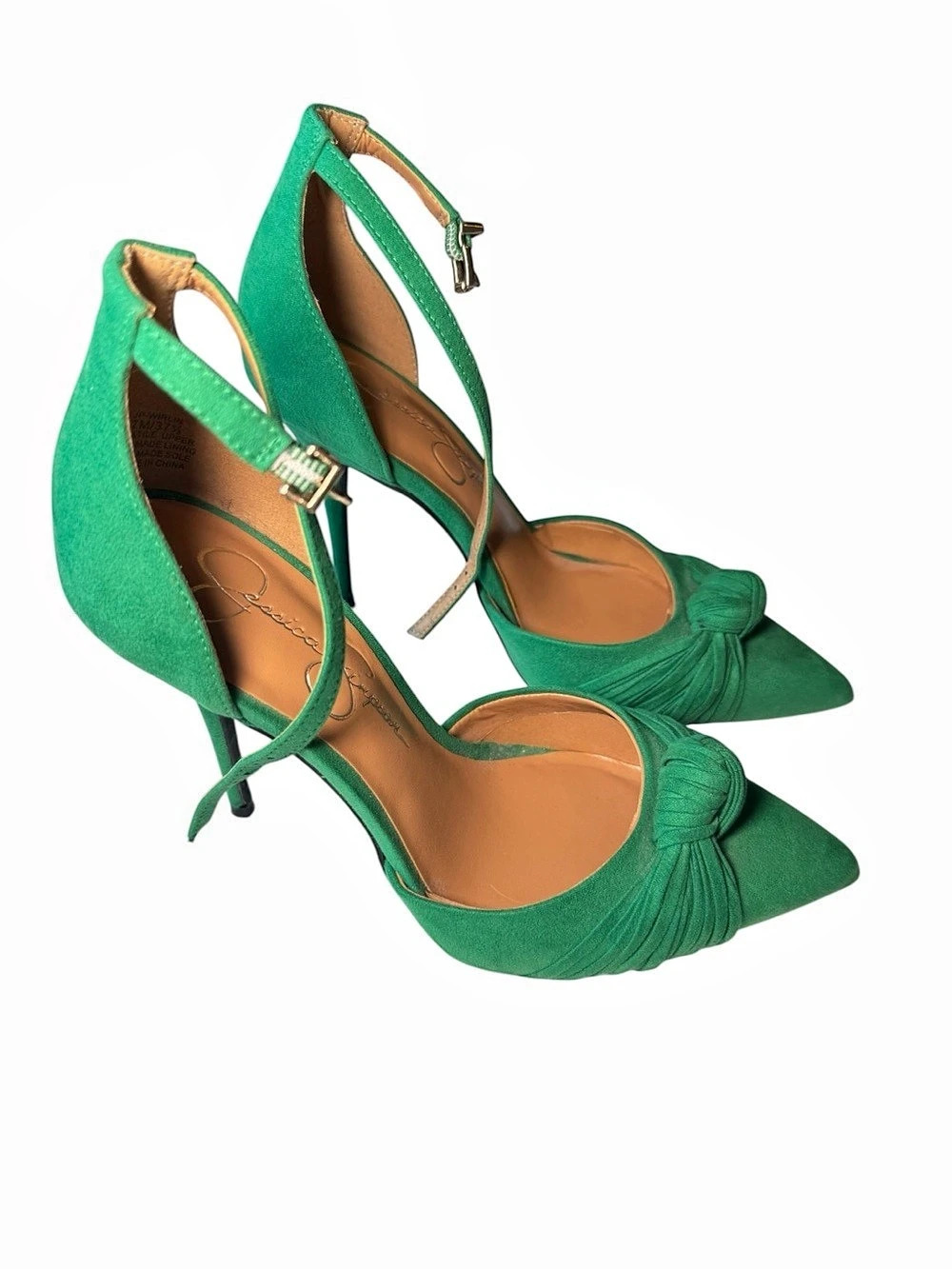 NWOT Jessica Simpson Emerald Green Suede Pointed Toe Knot Heels